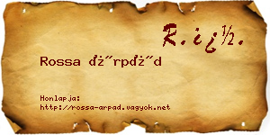 Rossa Árpád névjegykártya